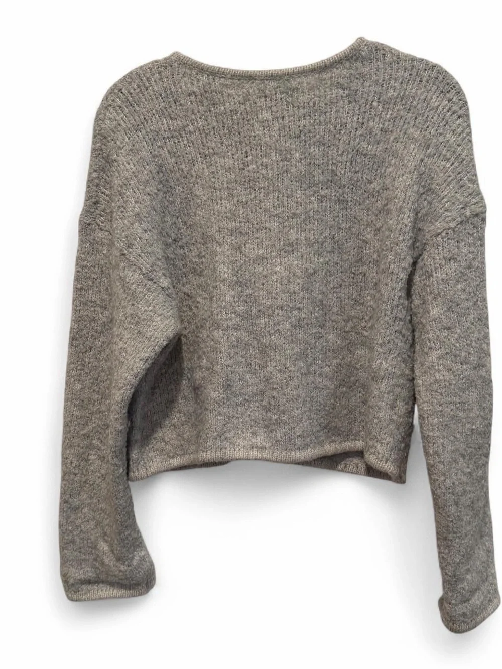 GAP Gray Crewneck Cardigan with Gold Buttons Small Petite